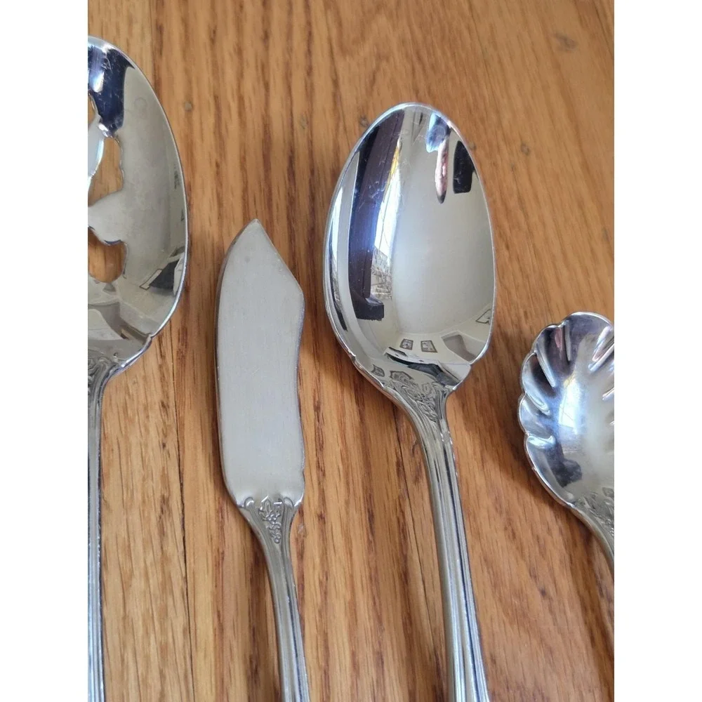 Wallace Silversmiths Spode Christmas Tree 5 Piece Hostess Serving Set